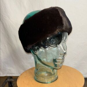 vintage velvet lined mink fur headband scarf reuse 1980s brown